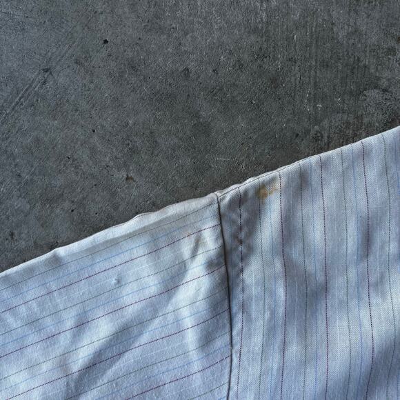 VINTAGE BLAIR WHITE BUTTON DOWN SHIRT PIN STRIPED FITS MENS LARGE 90S - Picture 5 of 6